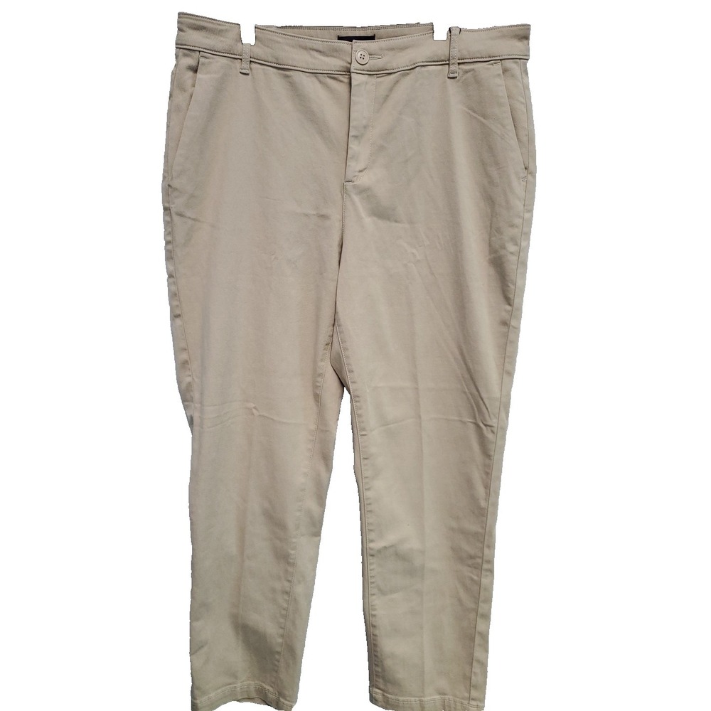 NYDJ Women's Size 12 Sadie Slim Pant in Feather Tan 29" inseam Button Zip NWT‎